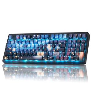 ZORNHER ZH980 Mechanical Keyboard,95% Blue Creamy Keyboard with Number Pad,Van Gogh's Starry Night Dye Sublimation PBT Keycaps,Pre-lubed Clicky Switches,Hot-Swappable