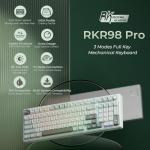 RK ROYAL KLUDGE R98 Pro Wireless Mechanical Keyboard, Creamy Bluetooth/2.4GHz/Wired RGB Gaming Keyboard with Number Pad and Knob, MDA Profile PBT Keycaps, Gasket Hot Swappable Tactile Switch, Cyan