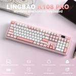 CORBOBO LINGBAO K108 Pro Wireless Mechanical Keyboard with Screen & Knob, Full Size Creamy Keyboard with Number Pad, 10000mAh Battery, PBT Keycaps, RGB Backlit, Hot-swappable Gaming Keyboards