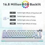 Aula AU75 75% Wireless Gaming Keyboard, Tri-Mode Hot-Swappable Mechanical Keyboard with Control Knob, RGB Backlit, PBT Keycaps, Bluetooth/2.4G/USB-C, for PC/PS5/Mac Gamers （LEOBOG Seiya Switch）