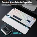 Wireless Mechanical Keyboard with Knob & Wrist Rest, Hot Swap Gasket Custom Structure, Creamy Pre-lubed Tactile Switches, RGB Backlit, Bluetooth/Type-C/2.4G Gaming Keyboard for Win/Mac (White)