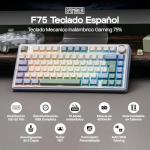 EPOMAKER Aula F75 ISO-ES Wireless Mechanical Gaming Keyboard, 75% Spanish Layout with Knob, Creamy Gasket, Sound-Dampening, RGB, Hot-Swap, BT/2.4Ghz (Green)