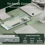 RK ROYAL KLUDGE R98 Pro Wireless Mechanical Keyboard, Creamy Bluetooth/2.4GHz/Wired RGB Gaming Keyboard with Number Pad and Knob, MDA Profile PBT Keycaps, Gasket Hot Swappable Tactile Switch, Cyan