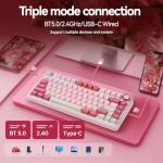 AULA F75 Wireless Keyboard, 75% Gaming Keyboard Hot Swappable with Creamy Sound,Bluetooth/2.4GHz/USB-C,Custom RGB Mechanical Keyboard for PC Gamer - Pink
