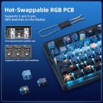 ZORNHER ZH980 Mechanical Keyboard,95% Blue Creamy Keyboard with Number Pad,Van Gogh's Starry Night Dye Sublimation PBT Keycaps,Pre-lubed Clicky Switches,Hot-Swappable