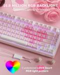 RK ROYAL KLUDGE R75 Wireless Mechanical Keyboard, 75% Creamy Gaming Keyboard with Knob, Bluetooth/2.4GHz/USB Wired RGB Hot Swappable Keyboards, MDA Profile PBT Keycaps, Pre-lubed Linear Switches, Pink