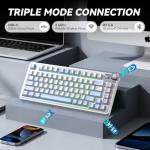 Aula AU75 75% Wireless Gaming Keyboard, Tri-Mode Hot-Swappable Mechanical Keyboard with Control Knob, RGB Backlit, PBT Keycaps, Bluetooth/2.4G/USB-C, for PC/PS5/Mac Gamers （LEOBOG Seiya Switch）