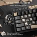 RK ROYAL KLUDGE M65 Wireless Gaming Keyboard with Volume Knob, 60% Hot Swappable Mechanical Keyboard 2.4G/BT/USB-C, Gasket Mount, Battery Display, PBT Keycaps, Hot-Swappable Cream Switch, Black