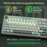 RK ROYAL KLUDGE R98 Pro Wireless Mechanical Keyboard, Creamy Bluetooth/2.4GHz/Wired RGB Gaming Keyboard with Number Pad and Knob, MDA Profile PBT Keycaps, Gasket Hot Swappable Tactile Switch, Cyan