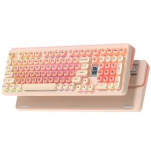 Keymatic Foundation Mechanical Keyboard,98% Pink Creamy Keyboard Gaming Keyboard,3 Mode with Multimedia Screen,RGB Backlit,Jelly MOA Profile keycaps for Win/Mac,Pink