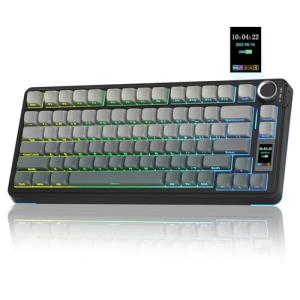 AULA S75 PRO Wireless Mechanical Keyboard with Screen&Knob, Tri-Mode Hot Swappable Gaming Keyboard 75%, Pre-lubed Switches, RGB Backlit, Side Printed PBT Keycaps, Creamy Sounding Computer Keyboards