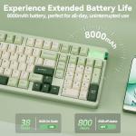 LEOBOG A98 - 96% Mechanical Keyboard Wireless Tri-Mode BT5.0/2.4GHz/USB-C, Creamy Keyboard with Number Pad, Gasket Structure Hot Swappable, RGB Backlit Green Gaming Keyboard with Knob for PC/Mac/Win