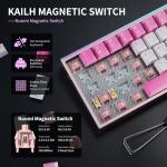Hexgears MAG68 65% Mechanical Gaming Keyboard Wire, Magnetic Switch Hot-Swappable Keyboard, All-Aluminum Case, 16.8M RGB Backlit&Strip, Rapid Trigger, 8000Hz Polling Rate-Late Sakura