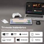 EPOMAKER Aula F75 ISO-ES Wireless Mechanical Gaming Keyboard, 75% Spanish Layout with Knob, Creamy Gasket, Sound-Dampening, RGB, Hot-Swap, BT/2.4Ghz (Green)