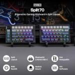 EPOMAKER Split70 Wireless Ergonomic Keyboard with QMK/VIA and Knob, Mechanical Gaming Keyboard with RGB, Hot-Swap, Creamy Linear Switch, PBT Keycap, Mac Modifier, Gasket, 70% Split Layout (Black)