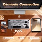 E-YOOSO Z-82 Wireless Mechanical Keyboard, 75% Layout, Hot-Swap Wireless Gaming Keyboard, BT/2.4GHz/Type-C Triple Mode, RGB Backlit Gaming Keyboards, Compatible with Win/Mac (White&Gray&Black)