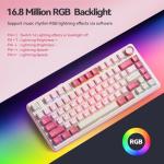 AULA F75 Wireless Keyboard, 75% Gaming Keyboard Hot Swappable with Creamy Sound,Bluetooth/2.4GHz/USB-C,Custom RGB Mechanical Keyboard for PC Gamer - Pink