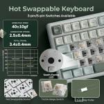 RK ROYAL KLUDGE R98 Pro Wireless Mechanical Keyboard, Creamy Bluetooth/2.4GHz/Wired RGB Gaming Keyboard with Number Pad and Knob, MDA Profile PBT Keycaps, Gasket Hot Swappable Tactile Switch, Cyan