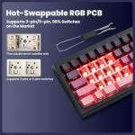 ZORNHER ST68 Wireless Ergonomic Split Mechanical Keyboard,65% Pink & Purple Custom Creamy TKL Keyboard with Knob,Lighted Up PBT Keycaps,Pre-lubed Clicky Switches,Hot-Swappable,RGB Backlit