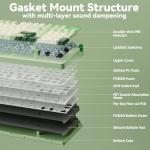 LEOBOG A98 - 96% Mechanical Keyboard Wireless Tri-Mode BT5.0/2.4GHz/USB-C, Creamy Keyboard with Number Pad, Gasket Structure Hot Swappable, RGB Backlit Green Gaming Keyboard with Knob for PC/Mac/Win