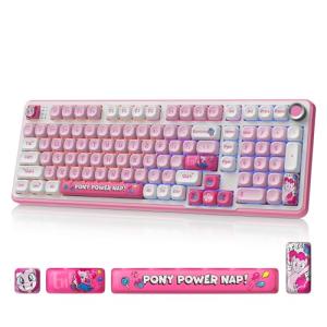 My Little Pony Wireless Mechanical Keyboard - 101 Keys RGB Gaming Keyboard with Custom Linear Switches, Hot-Swap & Knob Control, Triple Connection (BT5.0/USB-C/2.4GHz), Ergonomic for Work & Gaming