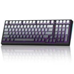 Keyporia X98 Wireless Mechanical Keyboard, RGB Backlit Custom Gaming Keyboard with Number Pad, BT5.0/2.4GHz/USB-C, Gasket Structure, Hot Swappable Pre-lubed Linear Switch, Side Printed PBT Keycaps