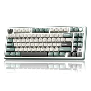 RK ROYAL KLUDGE X87 Gasket Mechanical Keyboard, 75% Wireless Gaming Keyboard with Touchable X-Plate & Volume Knob, Bluetooth/2.4GHz/Wired, Hot Swappable RGB Backlit (Green, Light Switch)