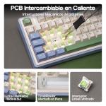 EPOMAKER Aula F75 ISO-ES Wireless Mechanical Gaming Keyboard, 75% Spanish Layout with Knob, Creamy Gasket, Sound-Dampening, RGB, Hot-Swap, BT/2.4Ghz (Green)