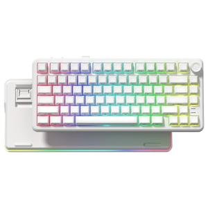 Keyporia L75 Wireless Mechanical Keyboard with Knob, 75% Hot Swappable Custom Gaming Keyboard Gasket Structure with RGB Backlit, Pre-lubed Switches, Crystal Jelly PBT Keycaps, 2.4GHz/USB-C/BT5.0 Mode