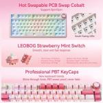 AULA F75 Wireless Keyboard, 75% Gaming Keyboard Hot Swappable with Creamy Sound,Bluetooth/2.4GHz/USB-C,Custom RGB Mechanical Keyboard for PC Gamer - Pink