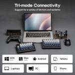 EPOMAKER Split70 Wireless Ergonomic Keyboard with QMK/VIA and Knob, Mechanical Gaming Keyboard with RGB, Hot-Swap, Creamy Linear Switch, PBT Keycap, Mac Modifier, Gasket, 70% Split Layout (Black)