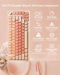 Keyporia WK75 Wireless Mechanical Keyboard with Knob, 75% Foundation Pink Creamy Keyboard, Hot Swappable, Pre-lubed Switches, Gasket Mount with MOA Profile Jelly Keycaps, RGB Backlit Gaming Keyboards