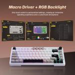 E-YOOSO Z-82 Wireless Mechanical Keyboard, 75% Layout, Hot-Swap Wireless Gaming Keyboard, BT/2.4GHz/Type-C Triple Mode, RGB Backlit Gaming Keyboards, Compatible with Win/Mac (White&Gray&Black)