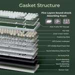 RK ROYAL KLUDGE R98 Pro Wireless Mechanical Keyboard, Creamy Bluetooth/2.4GHz/Wired RGB Gaming Keyboard with Number Pad and Knob, MDA Profile PBT Keycaps, Gasket Hot Swappable Tactile Switch, Cyan