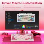 AULA F75 Wireless Keyboard, 75% Gaming Keyboard Hot Swappable with Creamy Sound,Bluetooth/2.4GHz/USB-C,Custom RGB Mechanical Keyboard for PC Gamer - Pink