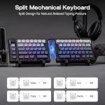 EPOMAKER Split70 Wireless Ergonomic Keyboard with QMK/VIA and Knob, Mechanical Gaming Keyboard with RGB, Hot-Swap, Creamy Linear Switch, PBT Keycap, Mac Modifier, Gasket, 70% Split Layout (Black)