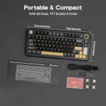 EPOMAKER X Aula EA75 MAX Wireless Gaming Keyboard with Screen & Knob, 5000mAh, Hot-Swap, Lubed Switches, RGB Backlit, Creamy Gasket, 75% Mechanical Keyboard (Black, Reaper Switch)