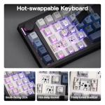 EPOMAKER Split70 Wireless Ergonomic Keyboard with QMK/VIA and Knob, Mechanical Gaming Keyboard with RGB, Hot-Swap, Creamy Linear Switch, PBT Keycap, Mac Modifier, Gasket, 70% Split Layout (Black)