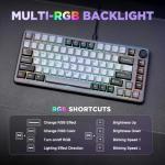 YUNZII B75 Mechanical Keyboard,75% Layout with Knob,Hot Swappable RGB Backlit Gasket Mounted, Creamy Typing, Double-Shot PBT Keycaps,Cherry Profile,for Win/Mac(Dark Grey, Milk V2 Linear Switch)