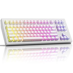 ZORNHER CG870 Wireless Mechanical Keyboard,80% White Gaming Keyboard, Creamy Keyboard,Shine Though Double Shot Keycaps,Creamy Sounding Linear Switches,Hot-Swappable