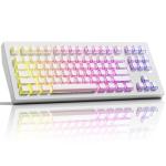 ZORNHER CG870 Wireless Mechanical Keyboard,80% White Gaming Keyboard, Creamy Keyboard,Shine Though Double Shot Keycaps,Creamy Sounding Linear Switches,Hot-Swappable