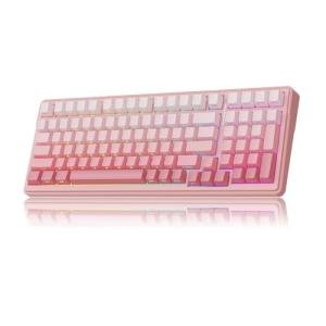 MechLands Aula F99 96% Wireless Gaming Keyboard, 8000mAh Battery, Creamy Gasket Mechanical Keyboard, BT/2.4GHz/USB-C, Hot-Swappable, Pre-lubed Linear Switch, Programmable RGB, Win/Mac (Pink Gradient)