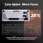 E-YOOSO Z-82 Wireless Mechanical Keyboard, 75% Layout, Hot-Swap Wireless Gaming Keyboard, BT/2.4GHz/Type-C Triple Mode, RGB Backlit Gaming Keyboards, Compatible with Win/Mac (White&Gray&Black)