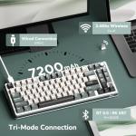 RK ROYAL KLUDGE X87 Gasket Mechanical Keyboard, 75% Wireless Gaming Keyboard with Touchable X-Plate & Volume Knob, Bluetooth/2.4GHz/Wired, Hot Swappable RGB Backlit (Green, Light Switch)