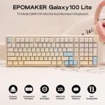 EPOMAKER Galaxy100 Lite QMK/VIA Gaming Keyboard with 8000mAh Battery and Numpad, 1800 Aluminum Mechanical Keyboard, USB-C/BT/2.4Ghz, Hot-Swap, Creamy Sound (Creamy White, Marble White Switch)
