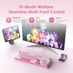 My Little Pony Wireless Mechanical Keyboard - 101 Keys RGB Gaming Keyboard with Custom Linear Switches, Hot-Swap & Knob Control, Triple Connection (BT5.0/USB-C/2.4GHz), Ergonomic for Work & Gaming