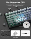 Keyporia X98 Wireless Mechanical Keyboard, RGB Backlit Custom Gaming Keyboard with Number Pad, BT5.0/2.4GHz/USB-C, Gasket Structure, Hot Swappable Pre-lubed Linear Switch, Side Printed PBT Keycaps