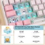 EPOMAKER TH108 Full Size Mechanical Keyboard, Wireless Gaming Keyboard with 8000mAh Battery, Creamy Gasket, 108 Keys, Hot Swap, Custom Driver, RGB Backlight (Pink, Sea Salt Silent)