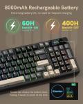 Keymatic M98 Wireless Mechanical Keyboard w/Screen & Knob, 96% Gaming Keyboard BT/2.4G/USB-C, Hot Swappable Custom Gaming Creamy Keyboard,with 8000mAh Battery