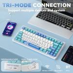 LINGBAO K75 Wireless Mechanical Keyboard, 75% Anime Gaming Keyboard with 10000mAh Battery, Hot-Swappable Pre-Lubed Switches, RGB Backlit, PBT Keycaps, Creamy Sounding Computer Keyboards for PC/Mac/Win